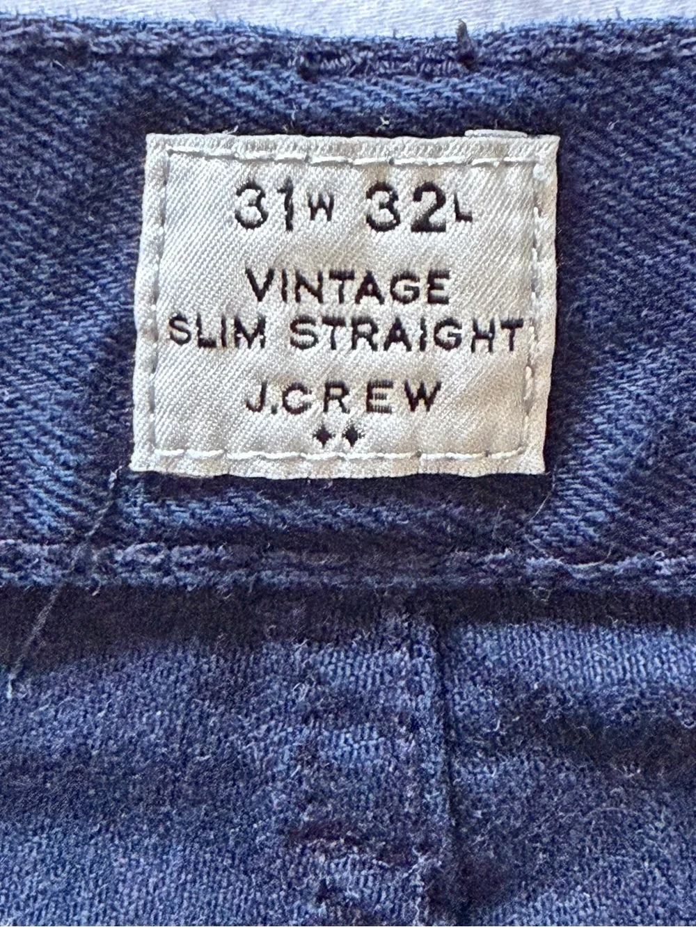J. Crew Vintage Slim Straight Jeans Dark Navy 31 x 32 Mens